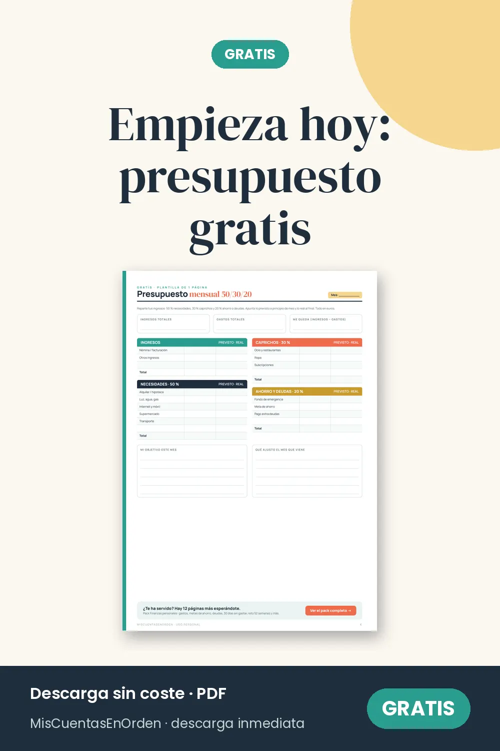 Plantilla gratis de presupuesto en euros